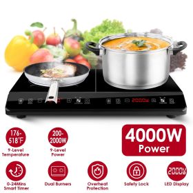 Double Induction Cooktop, Portable Dual Countertop Burner with Sensor Touch, 4000W Induction Cooktop 2 Burner Double Induction Cooktop, Portable Dual Countertop Burner with Sensor Touch, 4000W Induction Cooktop 2 Burner