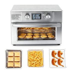 22-liter 1800-watt electric air fryer oven, equipped with 6 stainless steel heating elements, and capable of setting a temperature of 450°F. 22-liter 1800-watt electric air fryer oven, equipped with 6 stainless steel heating elements, and capable of setting a temperature of 450°F.